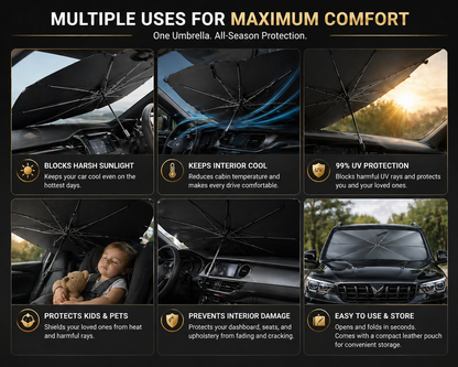 Premium Car Windshield Sunshade Umbrella – Heat & UV Protection [Universal Fit for All Cars]