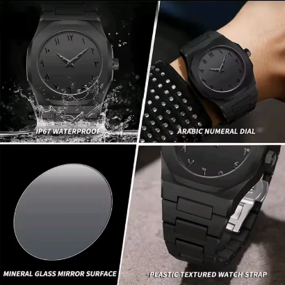 Arabic Black Quartz Analog Watch for Men & Women - Premium Limited Edition