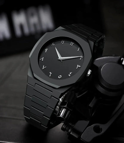 Arabic Black Quartz Analog Watch for Men & Women - Premium Limited Edition